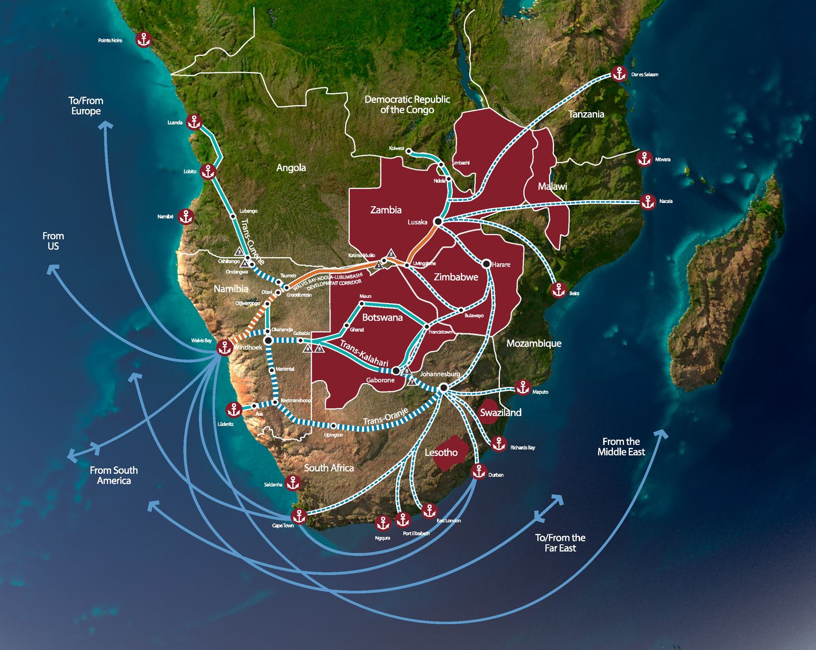 Location of the Port of Walvis Bay